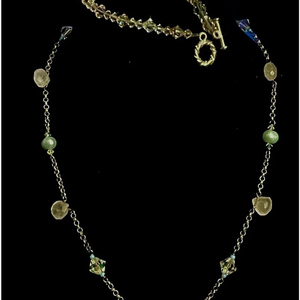 Vintage 1970’s Artisan Crystal & Pearl Necklace and Bracelet